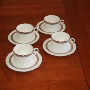 Lenox Kate spade noel platinum 4 china cups and plates